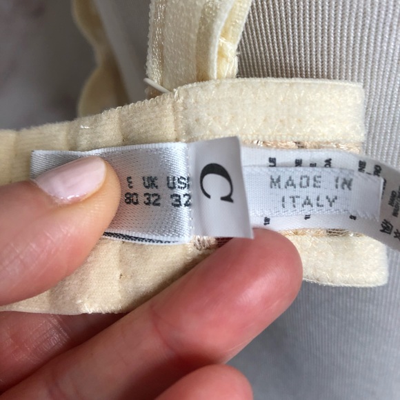 Vintage La Perla Ivory Sheer Floral Embroidered Demi Cup Brad 32C - Picture 3 of 7